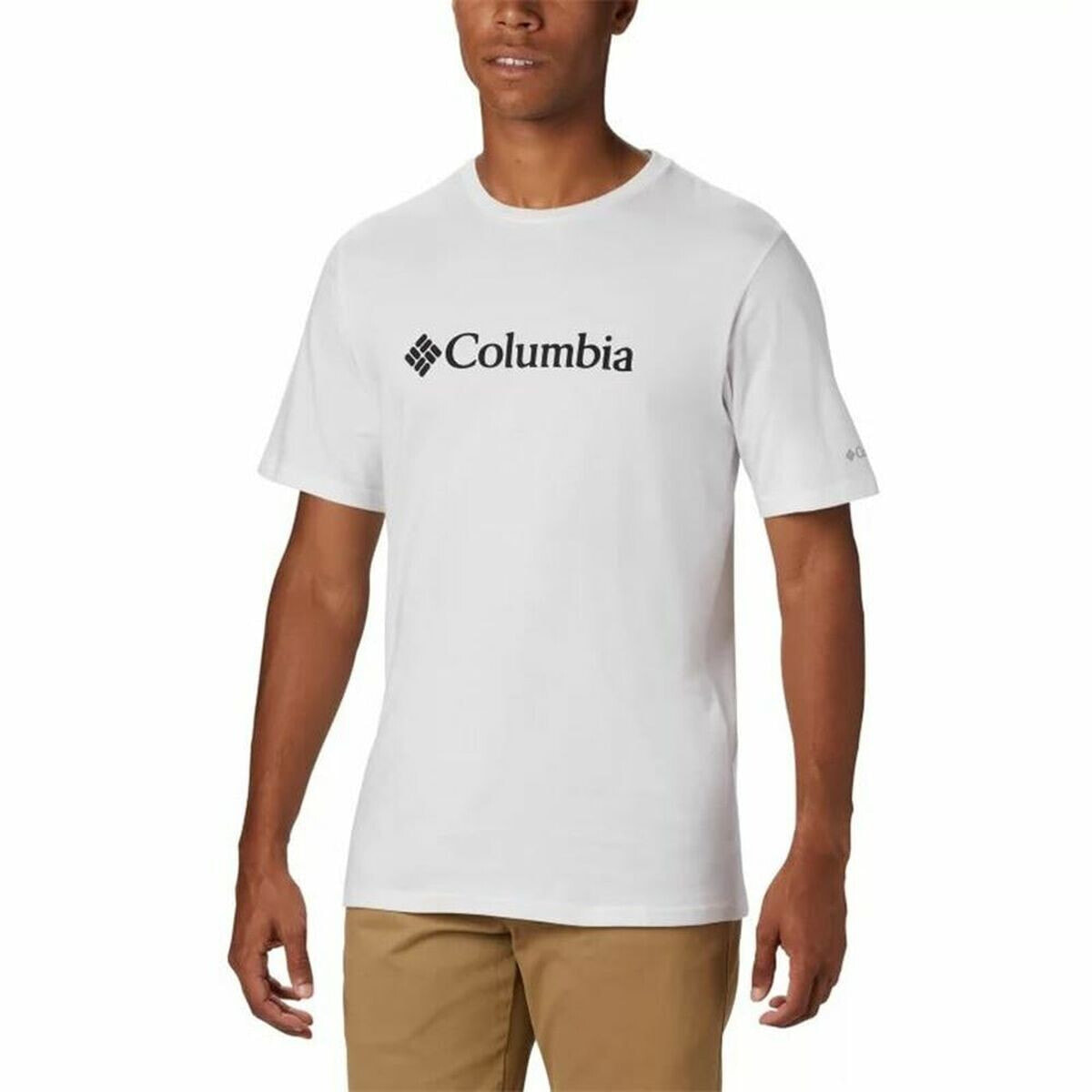 Men’s Short Sleeve T-Shirt Columbia Basic Logo White Men