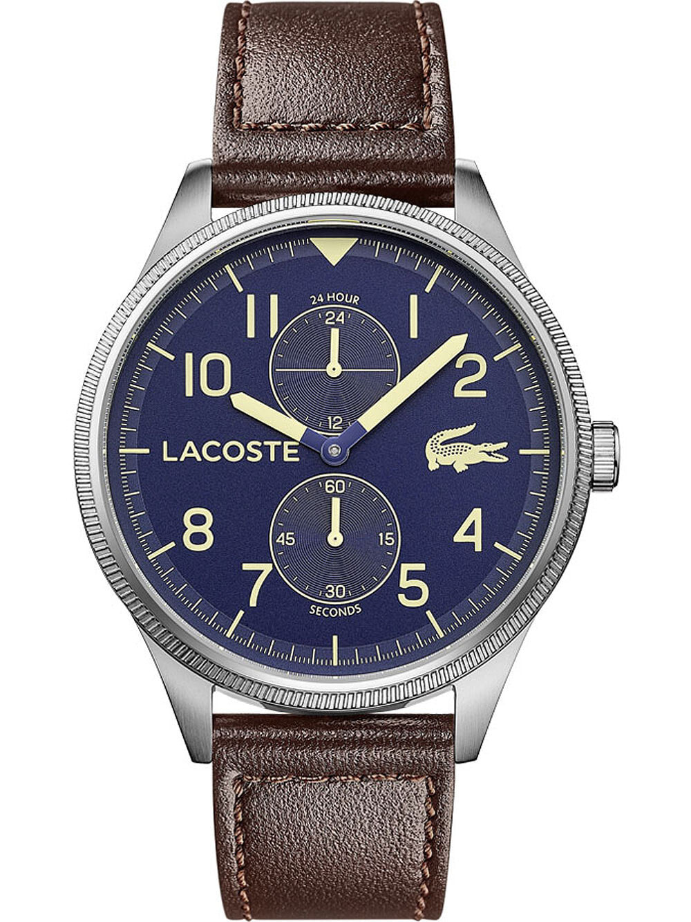 Мужские наручные часы с коричневым кожаным ремешком Lacoste 2011040 Continental mens 44mm 5ATM