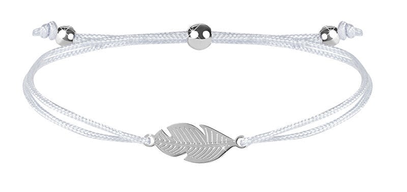 Feather string bracelet white / steel