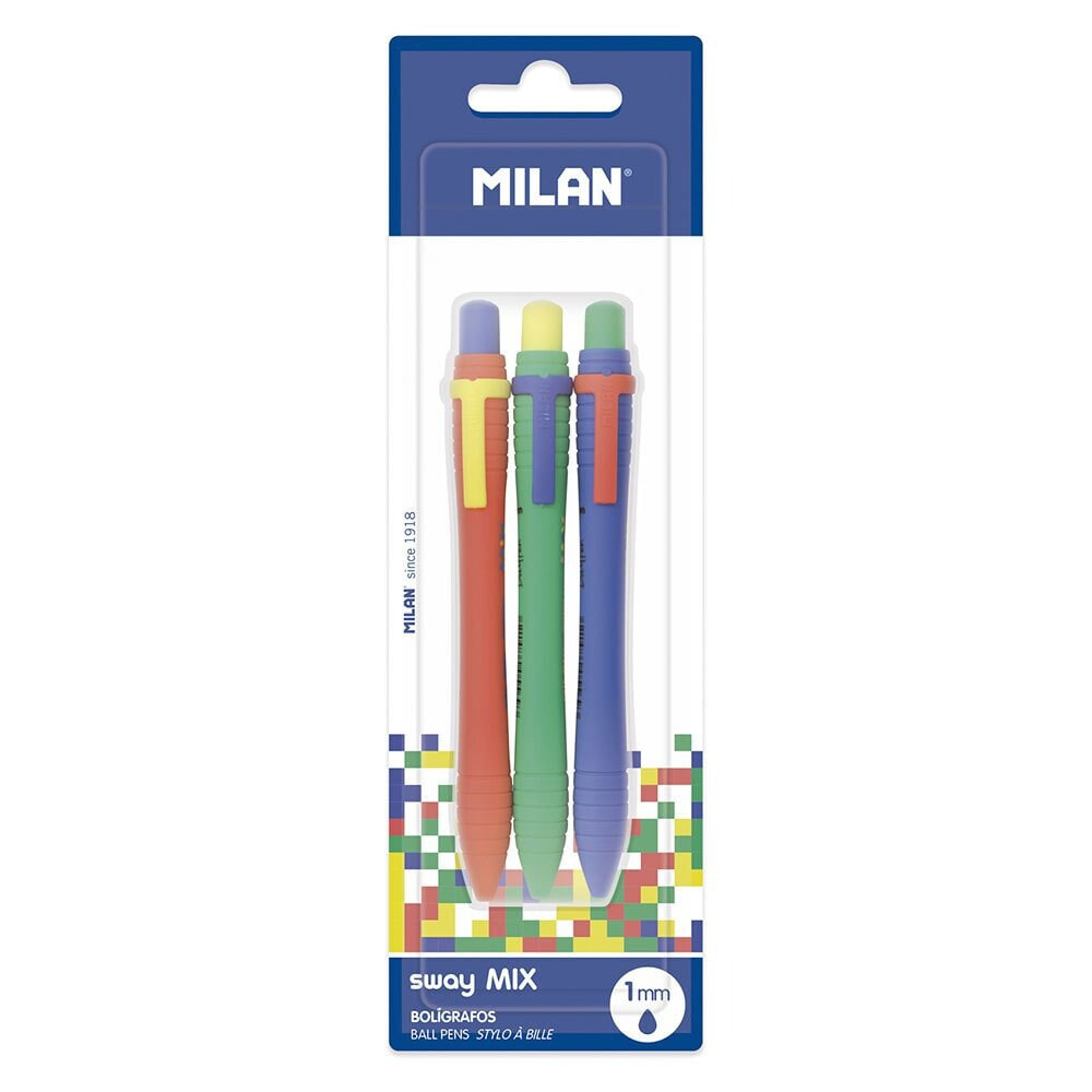 MILAN Blister Pack 3 Sway Mix Pens Blue Ink