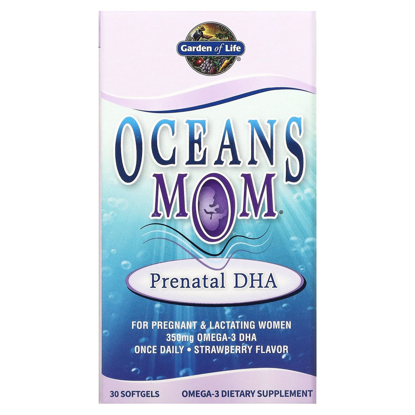 Гарден оф Лайф, Oceans Mom, пренатальная ДГК со вкусом клубники, 30 мягких желатиновых капсул