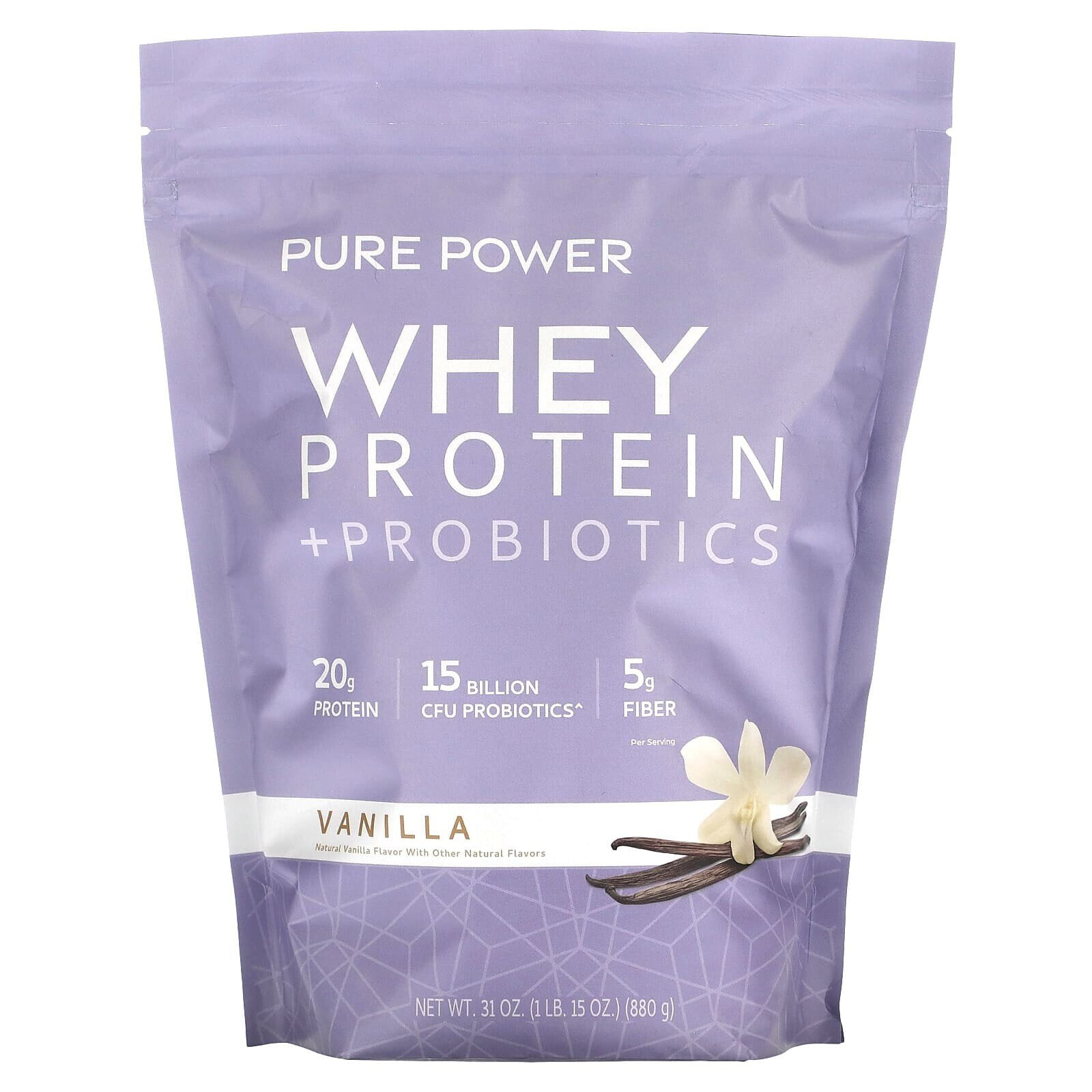 Pure Power, Whey Protein + Probiotics, Strawberry, 1 lb 15 oz (880 g)