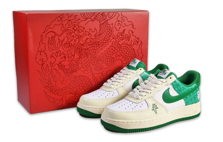 【定制球鞋】 Nike Air Force 1 Low 07 空军一号 虎年限定 恭喜发财 麻将主题 特殊礼盒 复古 低帮 板鞋 男款 白绿 / Кроссовки Nike Air Force DO5220-131