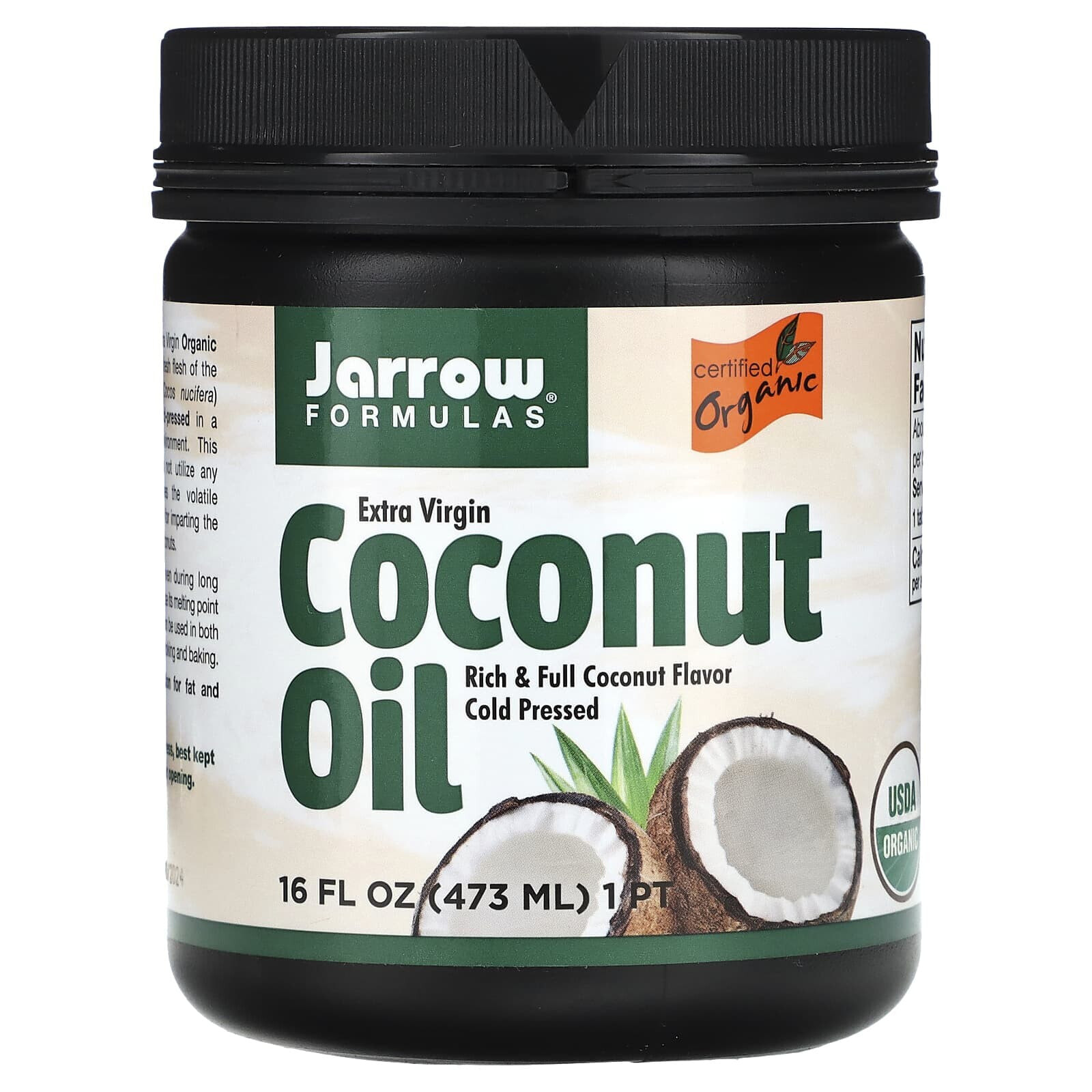 джэрроу формулас, органическое кокосовое масло холодного отжима, отжатое шнековым прессом, 473 мл (16 жидк. унций)