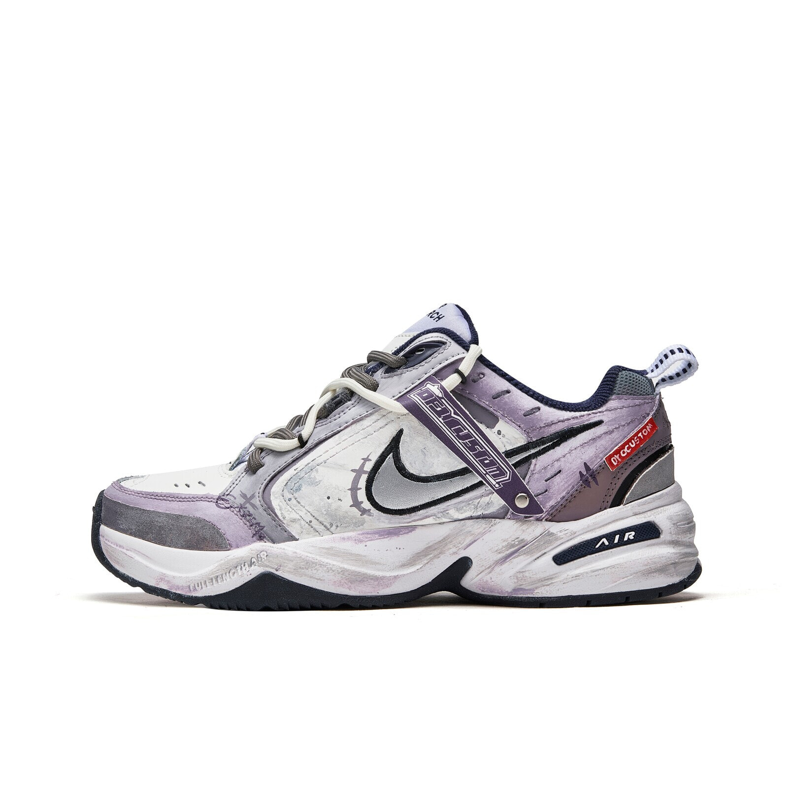 Nike Air Monarch 4 Chunky Sneakers Unisex Low-Top Black/White Purple