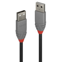 Lindy 0.5m USB 2.0 Type A Cable - Anthra Line - 0.5 m - USB A - USB A - USB 2.0 - 480 Mbit/s - Black - Grey