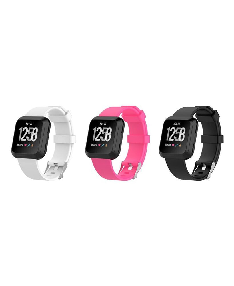 Posh Tech unisex Fitbit Versa Assorted Silicone Watch Replacement Bands - Pack of 3
