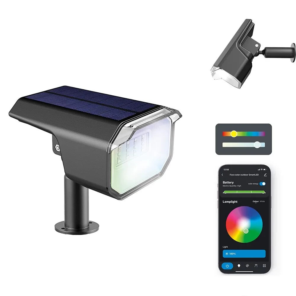 KSIX RGB CCT Solar Outdoor LED Spotlight