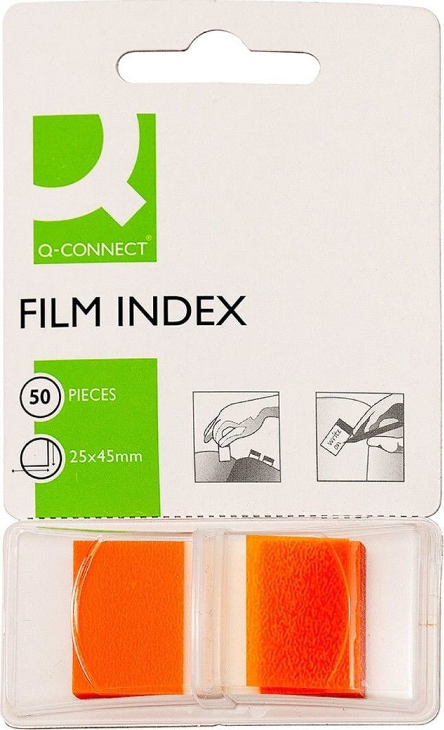 Q-Connect Zakładki indeksujące Q-CONNECT, PP, 25,4x43,7mm, 50 kart., pomarańczowe