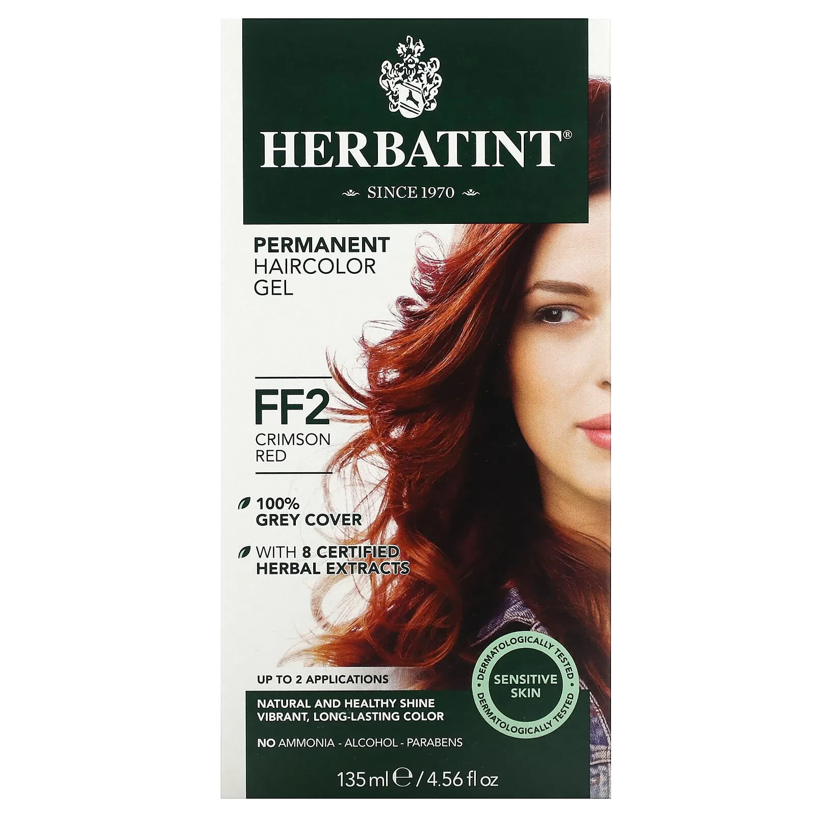 Herbatint (Antica Herbavita), Стойкая гель-краска для волос, FF2, темно-красный, 135 мл (4,56 жидк. Унции)