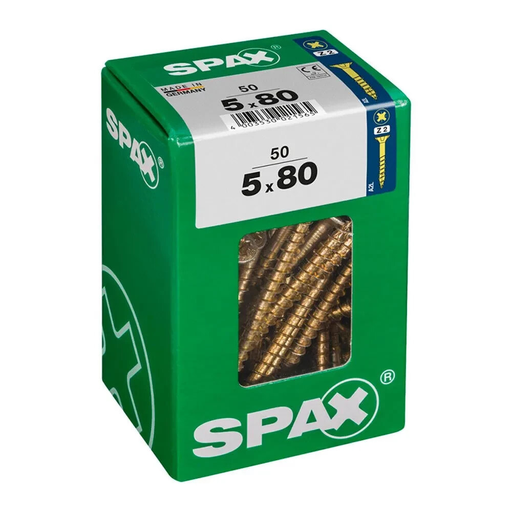 SPAX Yellox 5.0x80 mm Flat Head Wood Screw 50 Units