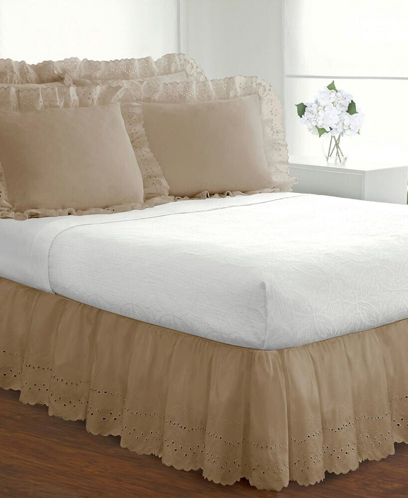 Fresh Ideas ruffled Eyelet King Bed Skirt