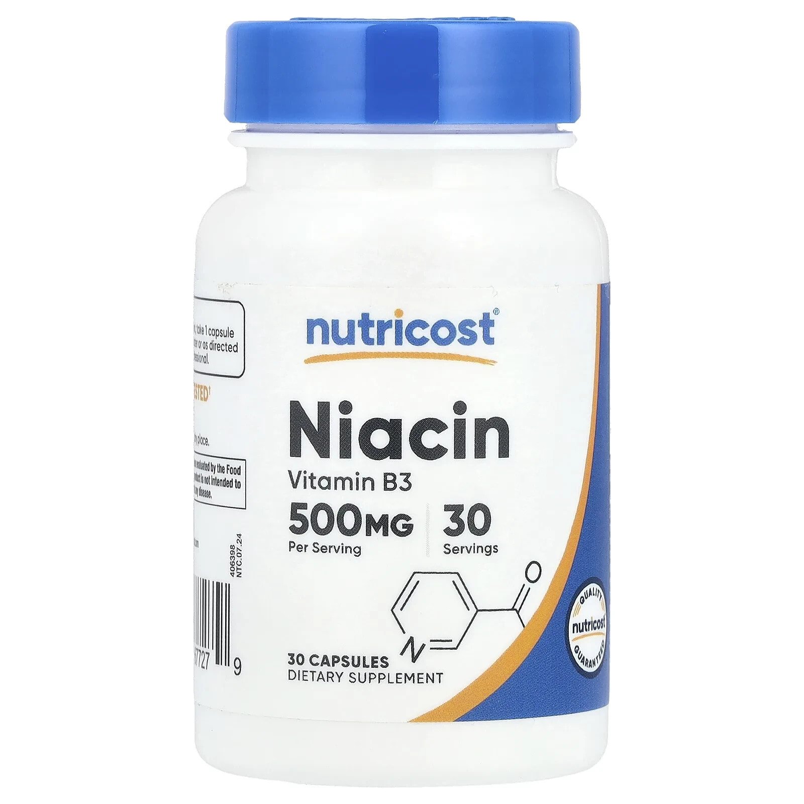 Niacin, 500 mg, 30 Capsules