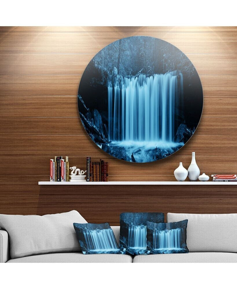 Design Art designart 'Waterfalls In Wood Black And White' Landscape Metal Circle Wall Art - 23