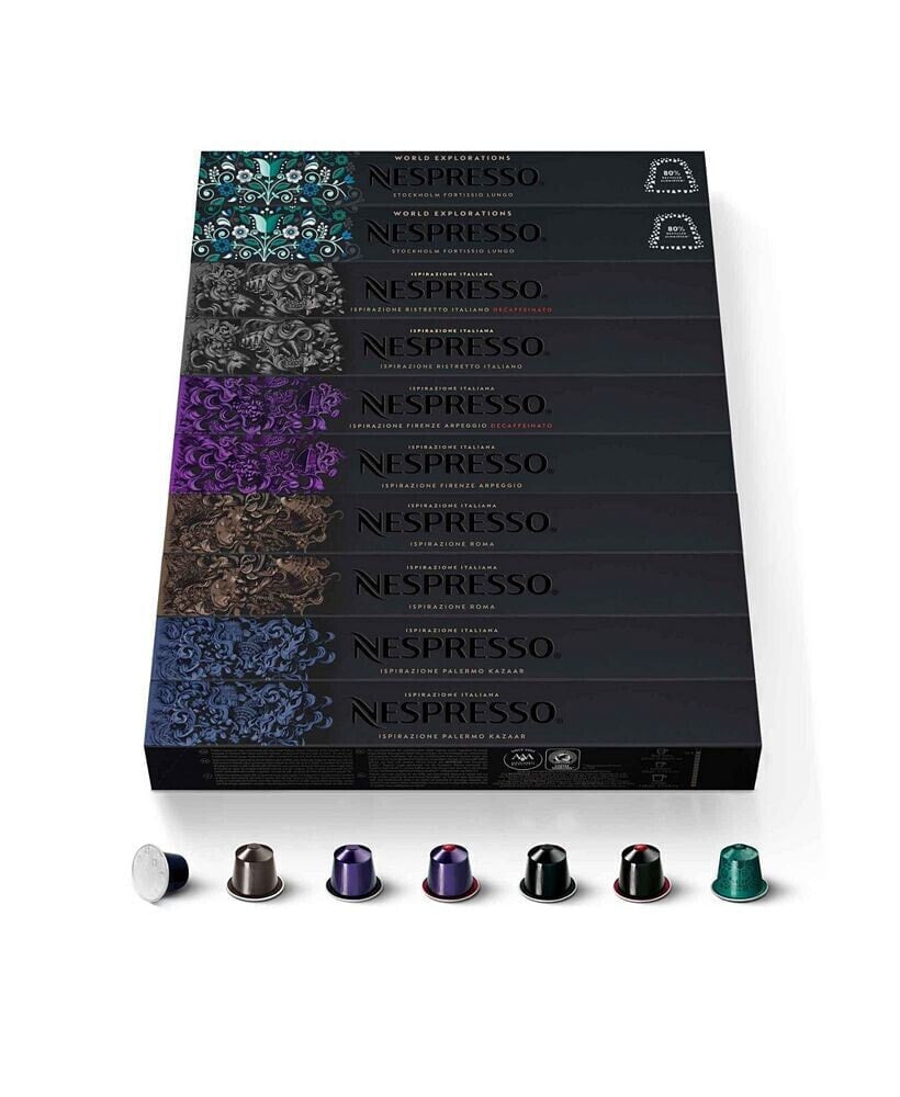 Nespresso capsules OriginalLine , Best Seller Variety Pack, Dark Roast Espresso Coffee, 100-Count Espresso Pods