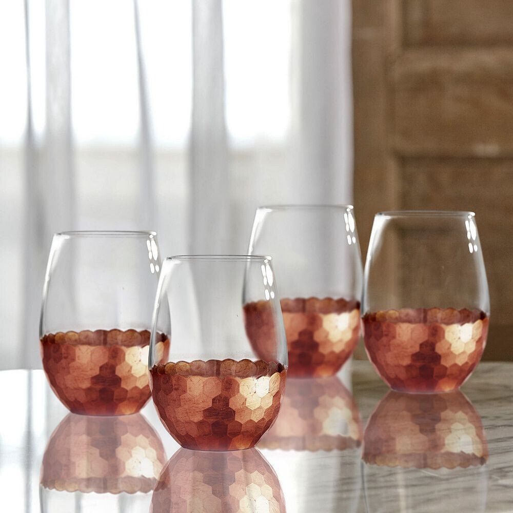 Jay Imports daphne Copper Stemless Glasses, Set of 4
