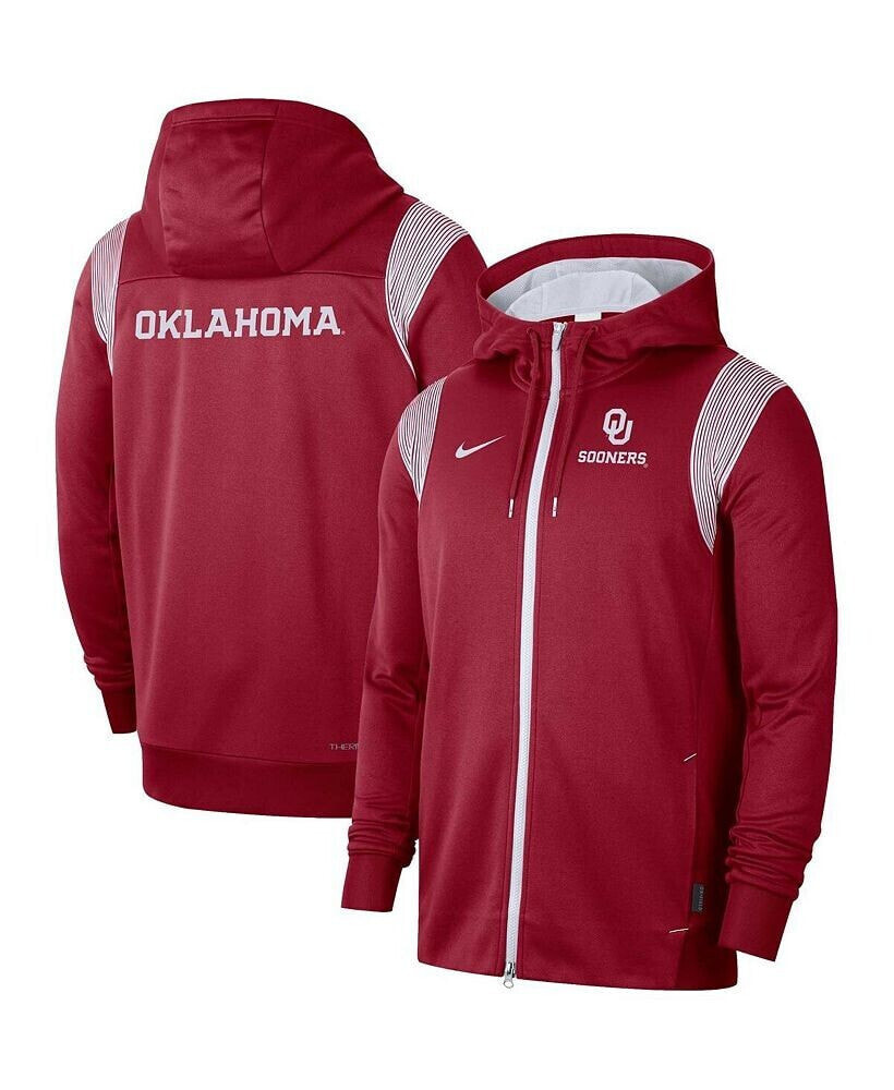 Nike men's Crimson Oklahoma Sooners 2022 Sideline Lockup Performance Full-Zip Hoodie Jacket