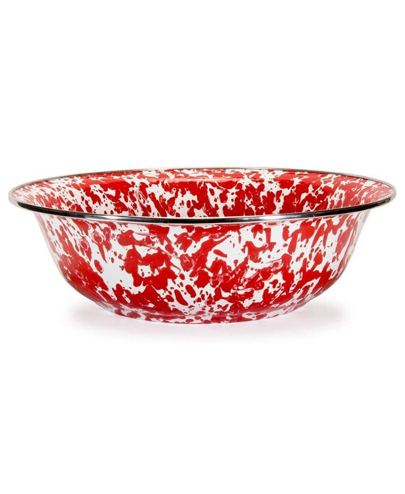 Golden Rabbit red Swirl Enamelware Collection 4 Quart Serving Bowl