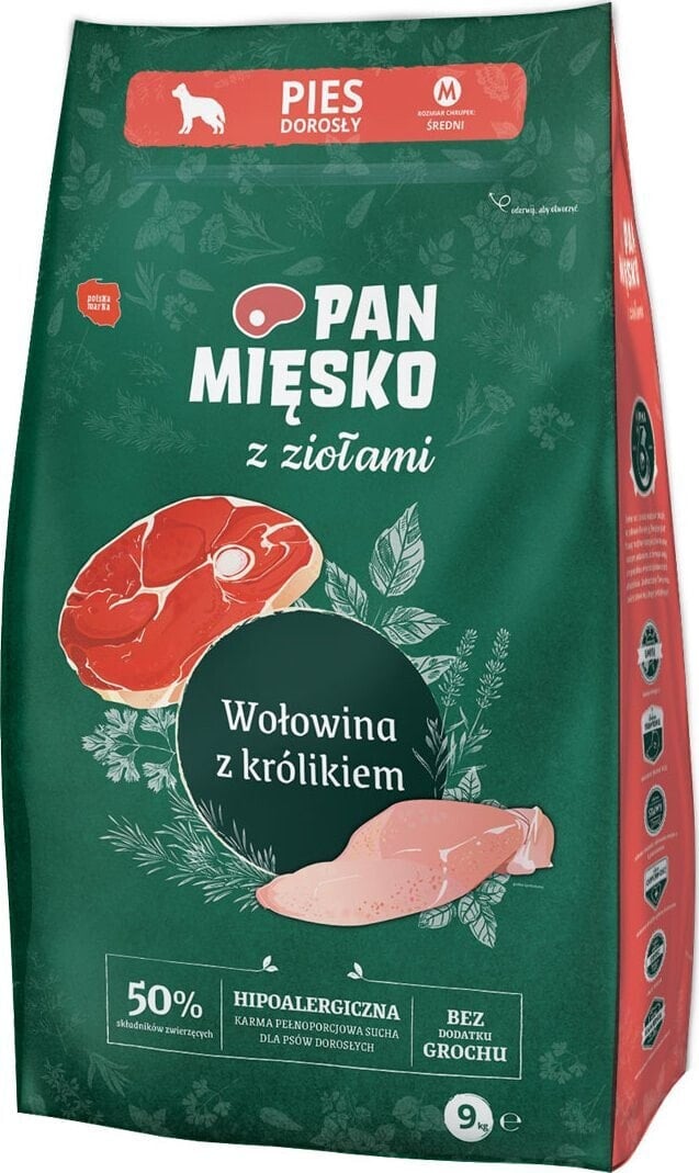 Pan Mięsko Z Ziołami Wołowina z królikiem (dorosły) chrupki M 9kg