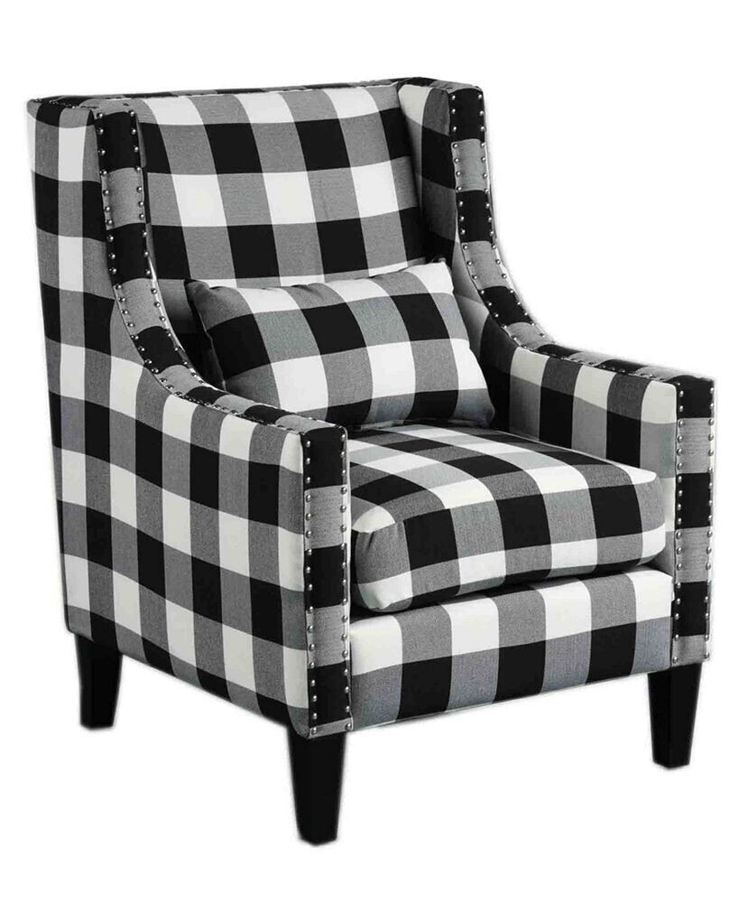 Best Master Furniture glenn with Nailhead Trim Arm Chair, Checkered Pattern