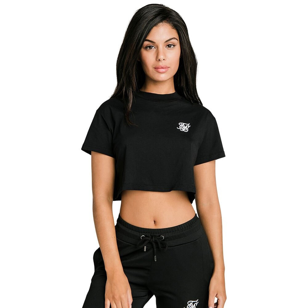 SIKSILK Black Essential Retro Box Fit Crop short sleeve T-shirt