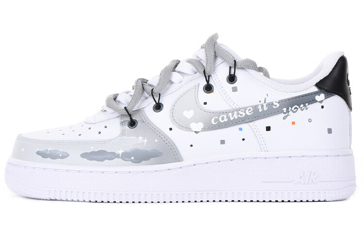 【定制球鞋】 Nike Air Force 1 Low LE 空军一号 情人节主题 解构 棉花糖 云朵 涂鸦渐变 新年 低帮 板鞋 GS 灰白 / Кроссовки Nike Air Force DH2920-111