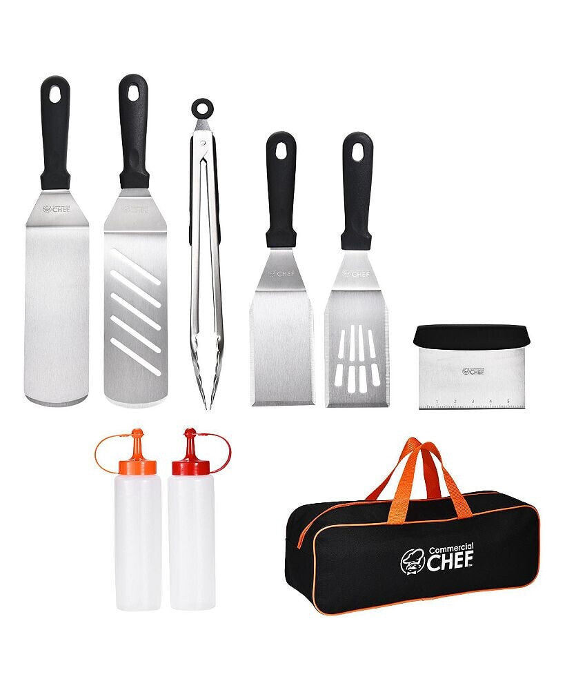 Commercial Chef blackstone Griddle Accessories Kit - Flat Top Grill Accessories - Griddle Tools Utensils - for Breakfast Hibachi and Camp Chef Griddle - with Chef Spatula Set and Cleaning Kit - 9 PCS