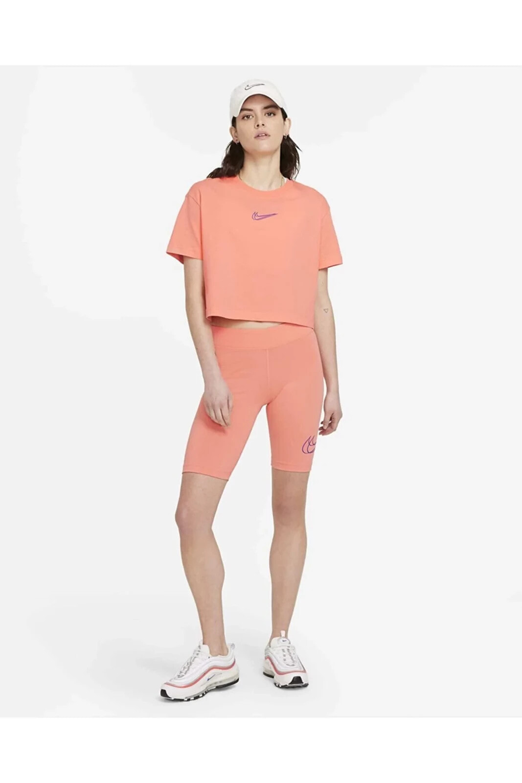 Sportswear Essential Kadın Pembe Renk Yarım Şort Tayt Dj4132-693