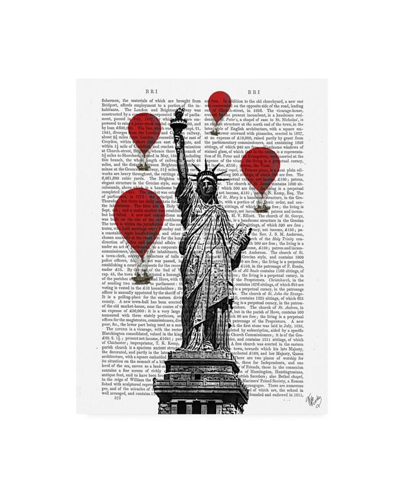 Trademark Global fab Funky Statue of Liberty and Red Hot Air Balloons Canvas Art - 36.5