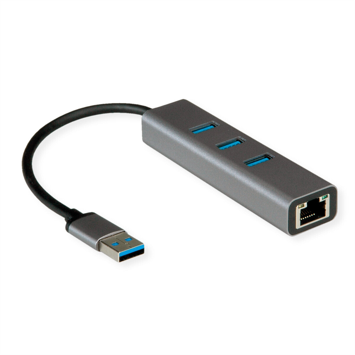 ROLINE USB3.2 Gen1 Gigabit Eth. Adapt.+Hub 3x - Digital