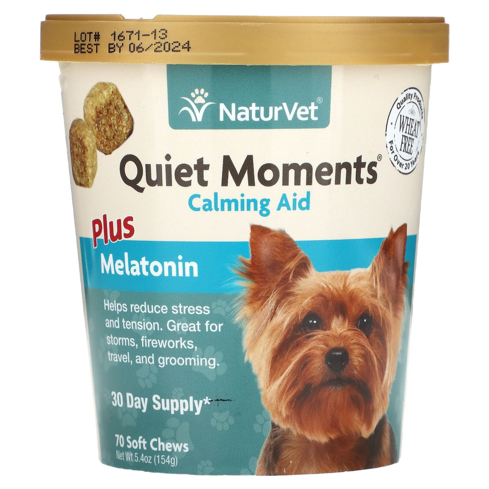 Quiet Moments, Calming Aid Plus Melatonin, For Dogs, 70 Soft Chews, 5.4 oz (154 g)