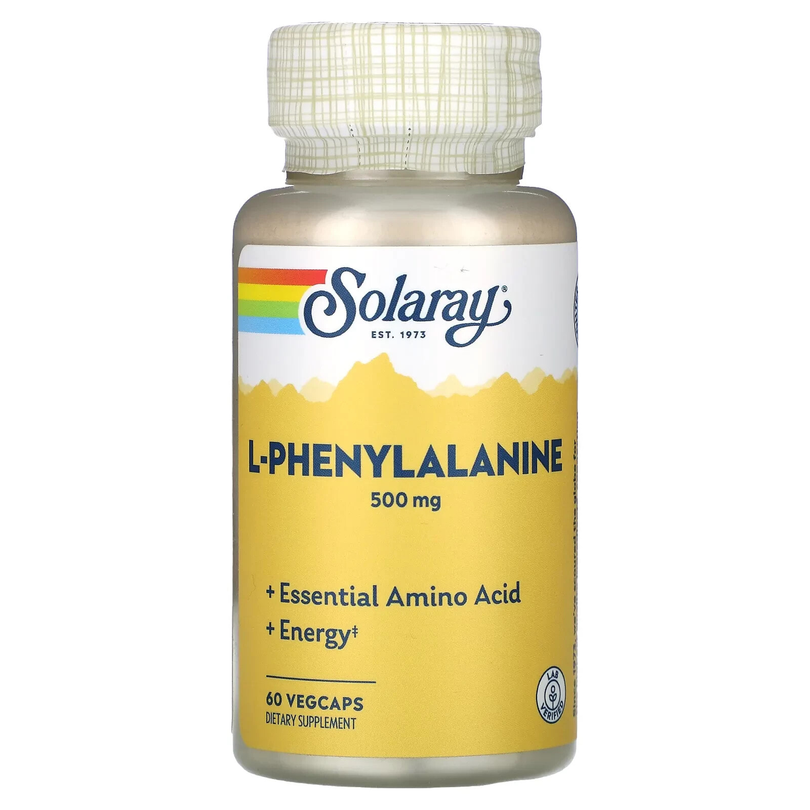 Solaray, L-фенилаланин, 500 мг, 60 растительных капсул