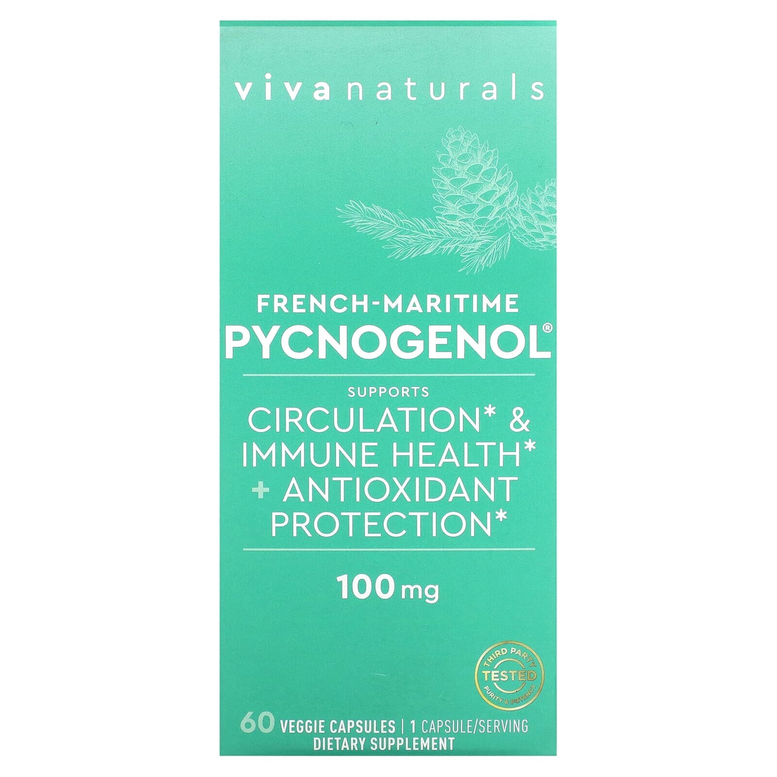 Вива Натуралс, French-Maritime Pycnogenol`` 60 растительных капсул