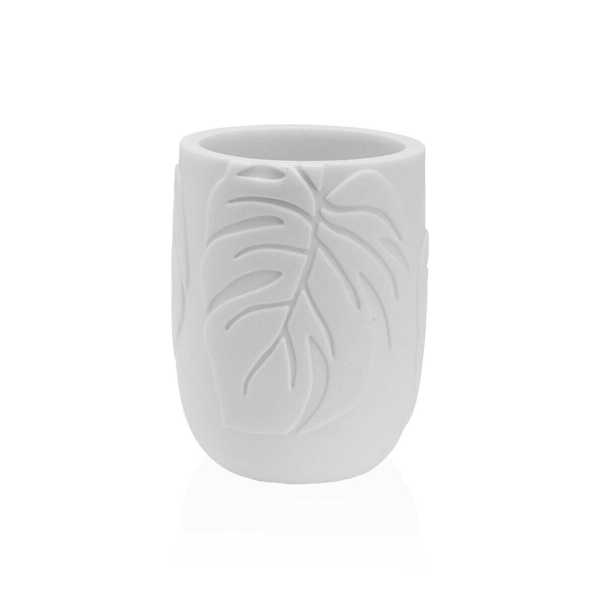 Toothbrush Holder Versa Palm White Resin 7 x 9 x 7 cm