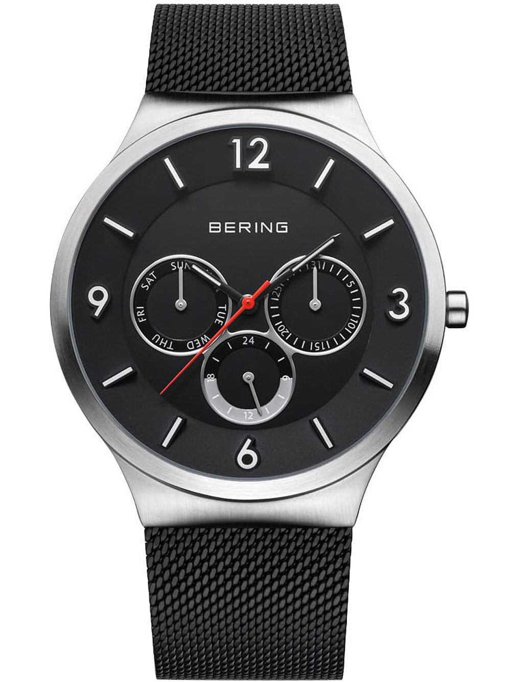 Мужские наручные часы с черным браслетом Bering 33441-102 Classic mens 41mm 3ATM