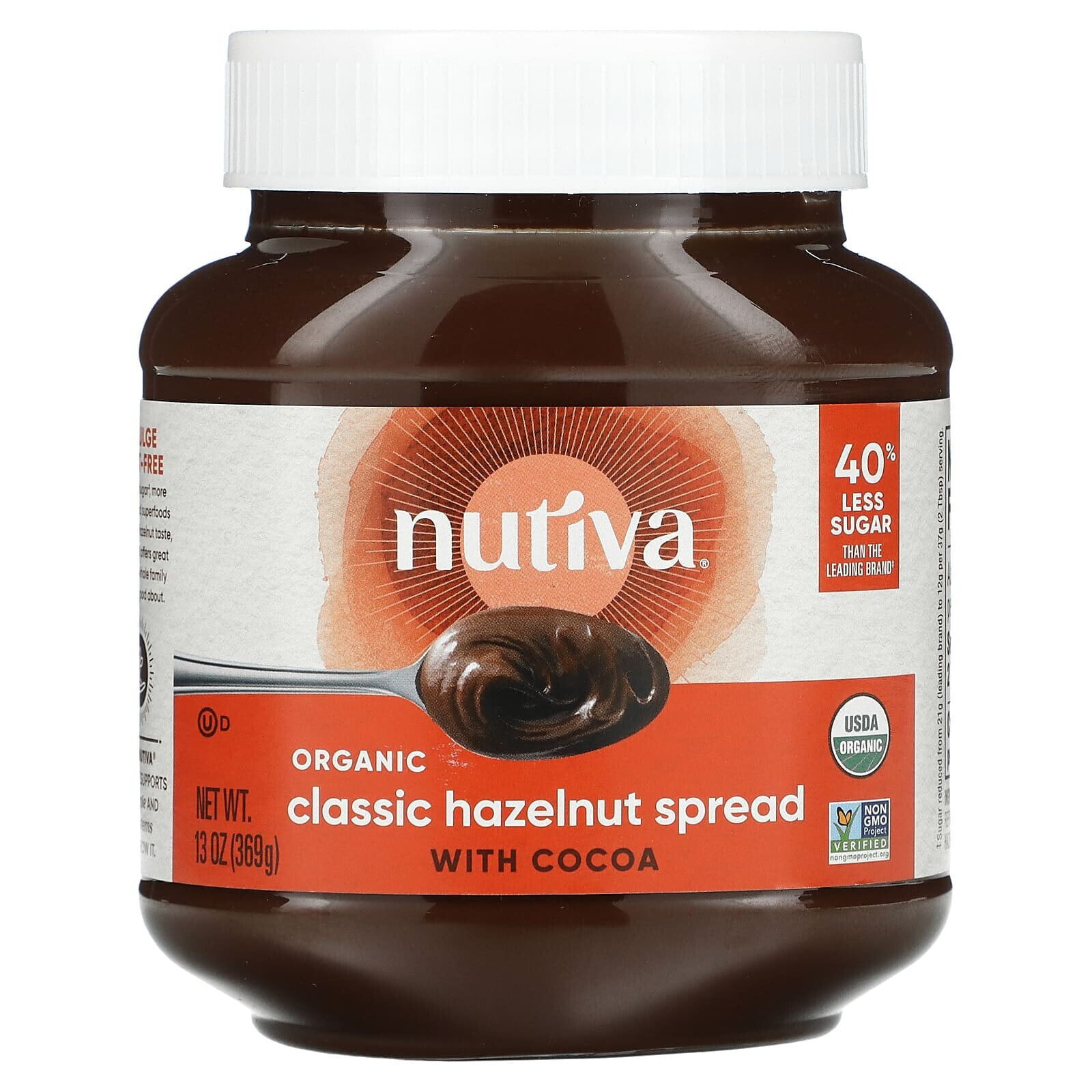 Nutiva, Organic Classic Hazelnut Spread, With Cocoa, 13 oz (369 g)