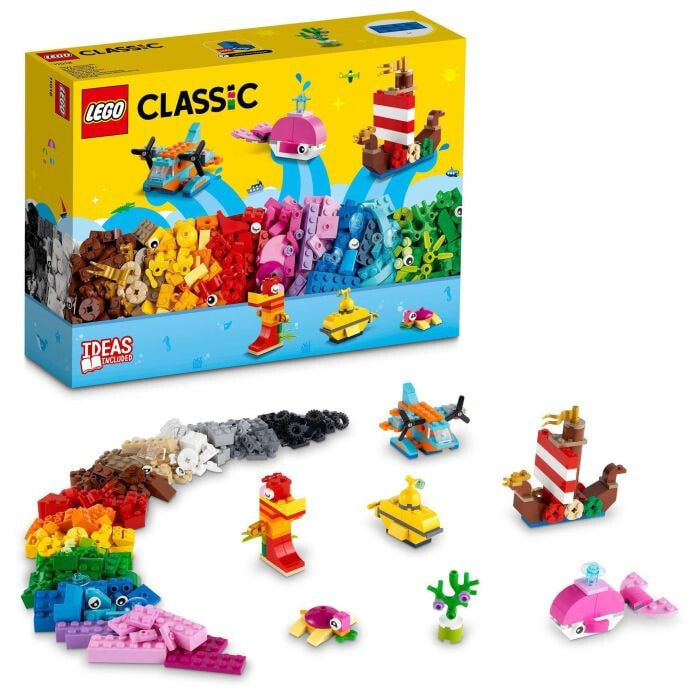 Конструктор LEGO LEGO 11018 Klassische kreative Spiele im Ozean, Kiste mit Steinen, 6 Miniaturmodelle von Boot, U-Boot, Wal