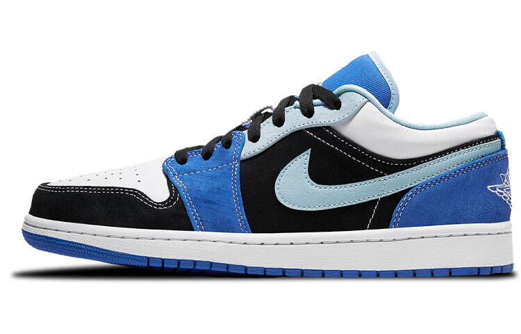 Jordan Air Jordan 1 low 透气 低帮 复古篮球鞋 男女同款 白蓝黑 / Кроссовки Jordan Air Jordan 1 low DH0206-400