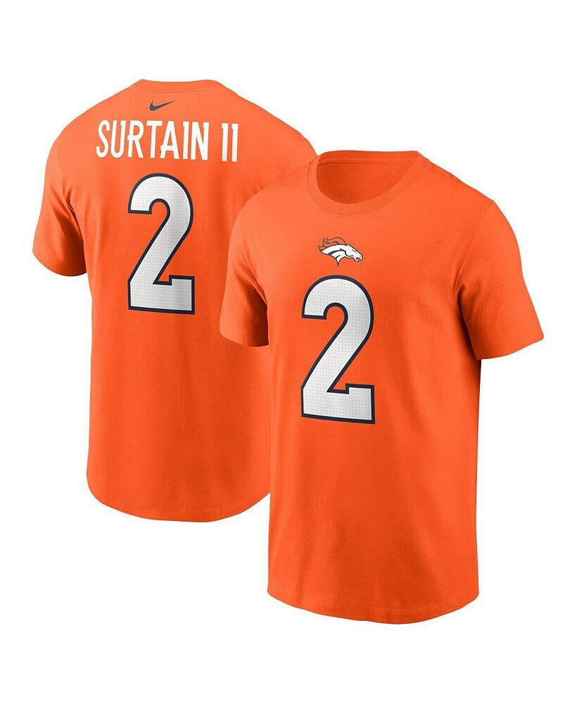 Nike men's Pat Surtain II Orange Denver Broncos Player Name and Number T-shirt