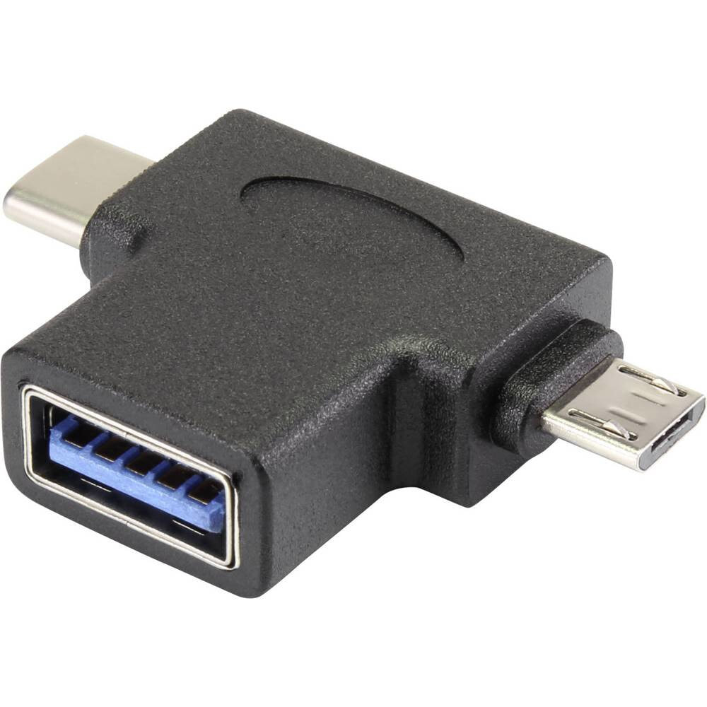 Renkforce RF-4541490 гендерный адаптер USB 3.1 (Gen 1) Type A Micro-USB 2.0 B, USB-C Черный