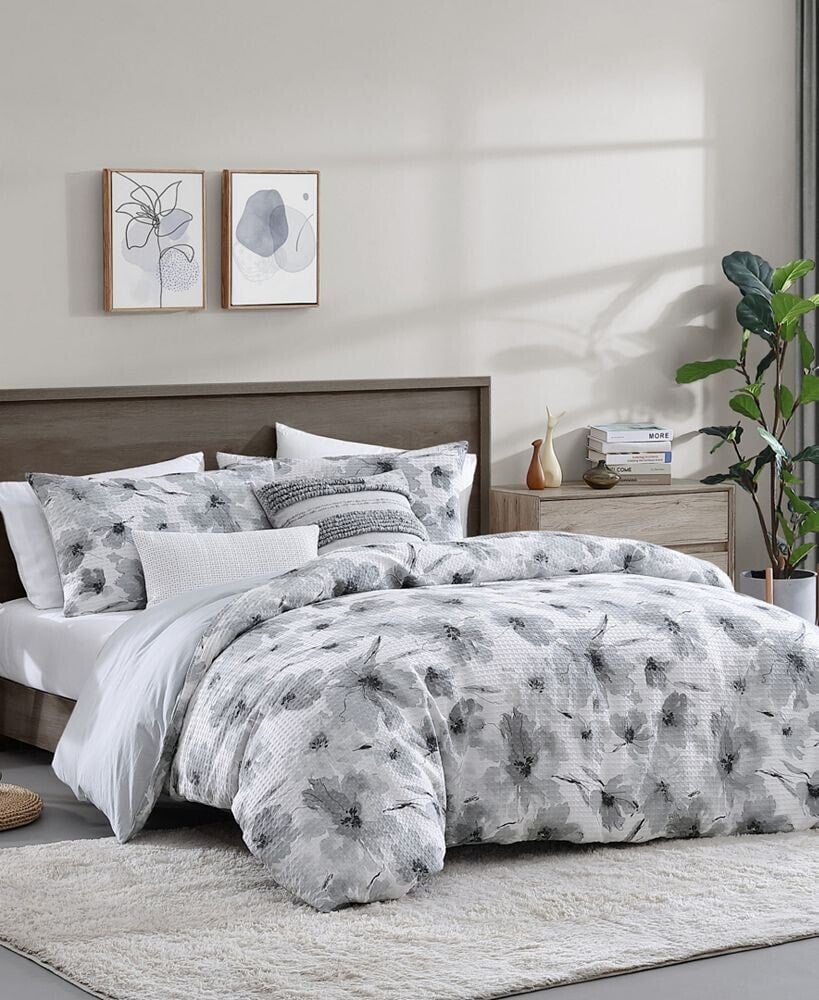 DKNY modern Bloom 3 Piece Duvet Cover Set, King