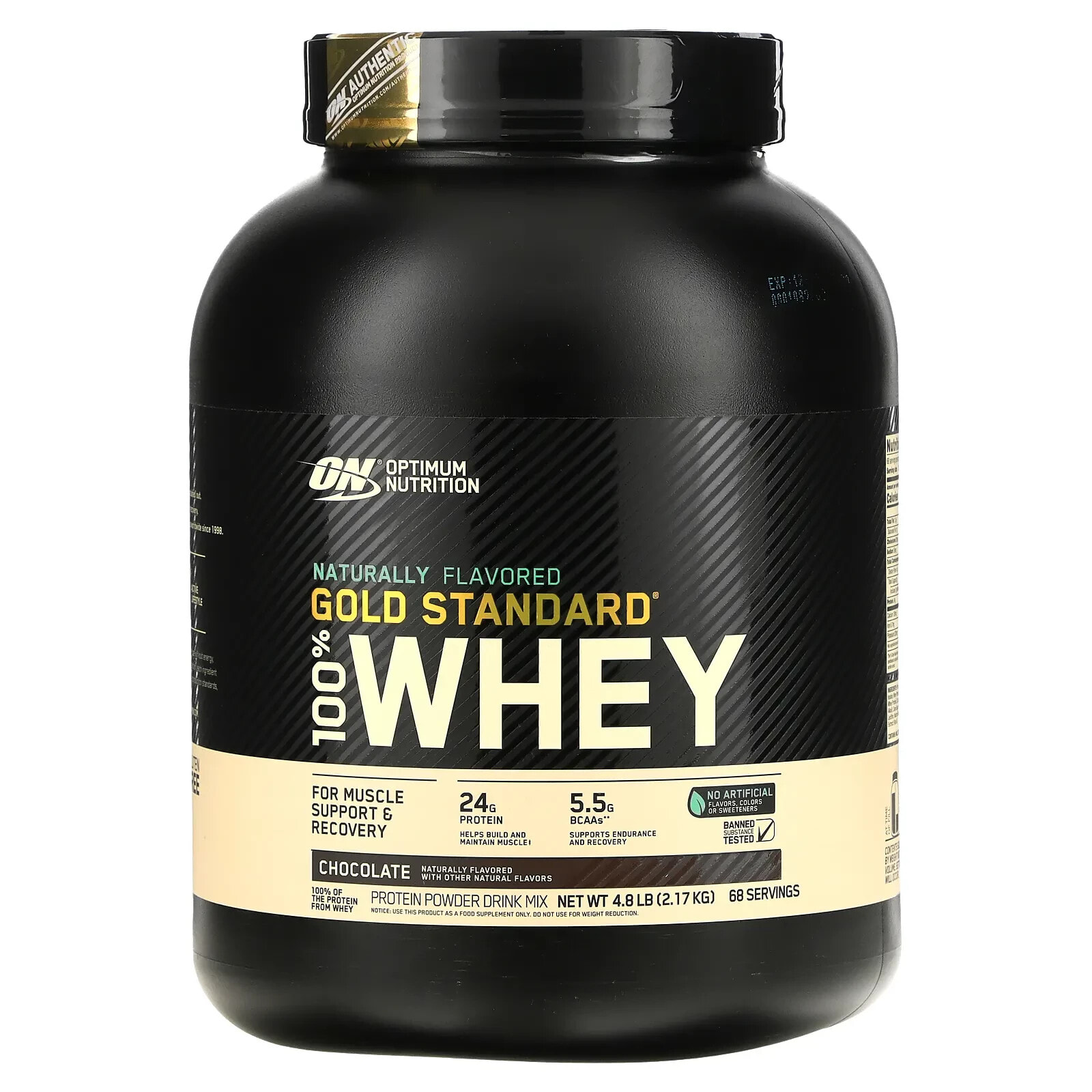 Gold Standard 100% Whey, Naturally Flavored, Vanilla, 4.8 lb (2.17 kg)