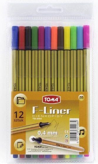 Письменная ручка Toma Cienkopis F-Liner 0.4mm, 12 kolorów (TO-344 Z98)