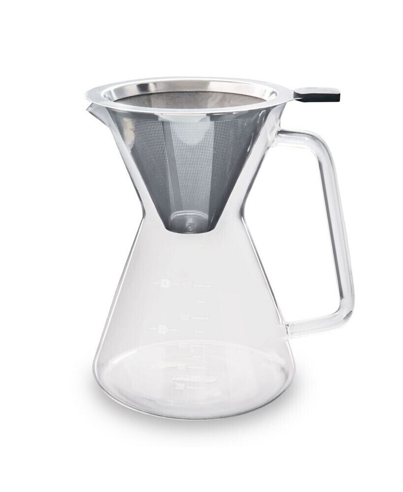 Glass Pour Over Carafe with Reusable Filter, 600ml
