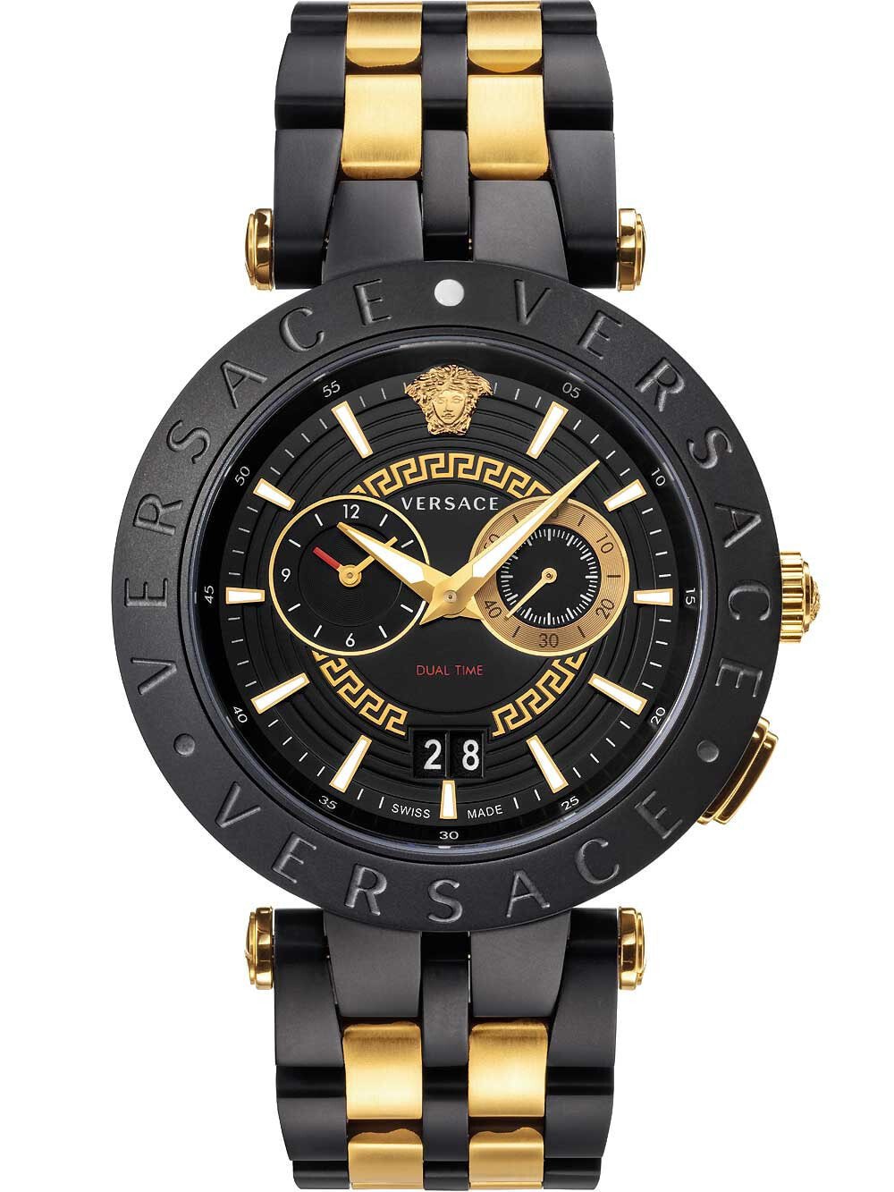 Мужские наручные часы с черным браслетом Versace VEBV00619 New New V-Race chronograph mens 46mm 5ATM