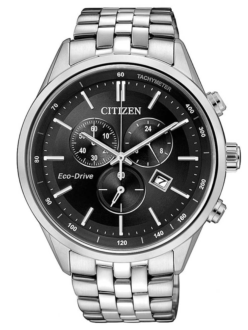 Мужские наручные часы с серебряным браслетом Citizen AT2141-87E Eco-Drive Sports Chronograph 42mm 10 ATM