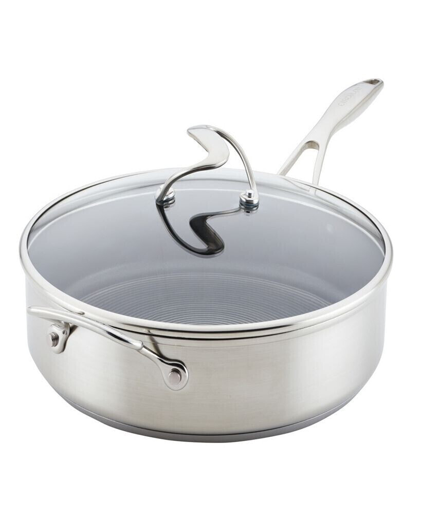 Stainless Steel 5 Quart Induction Saute Pan with Lid and Steelshield Hybrid Stainless and Non-stick Technology