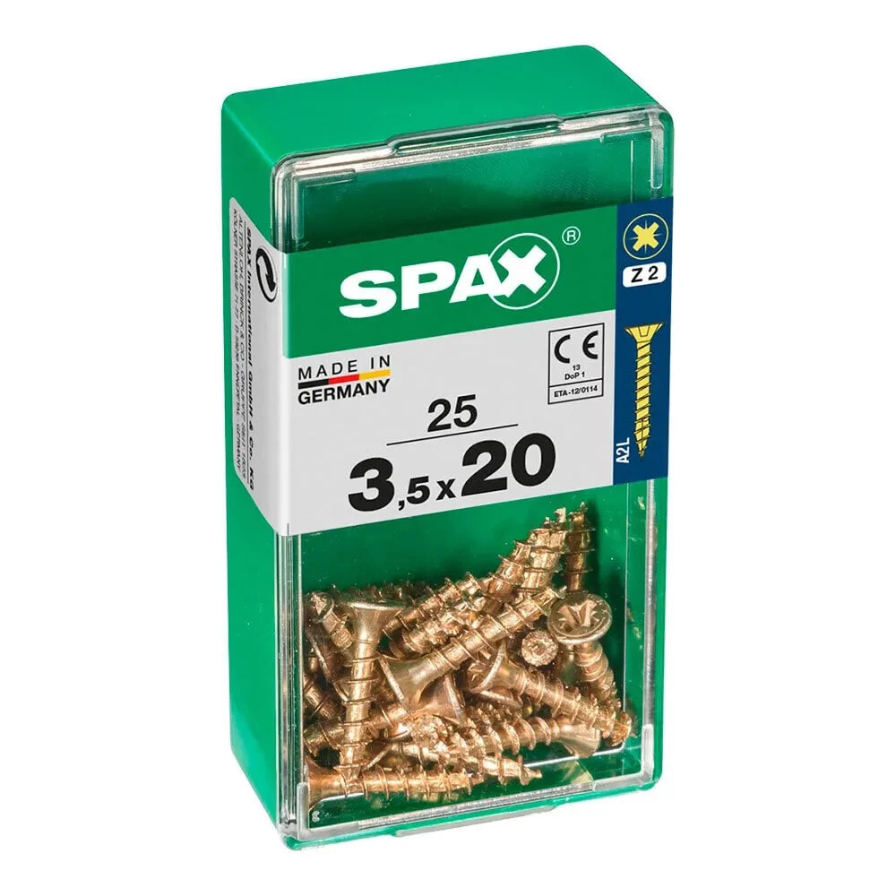 SPAX Yellox 3.5x20 mm Flat Head Wood Screw 25 Units