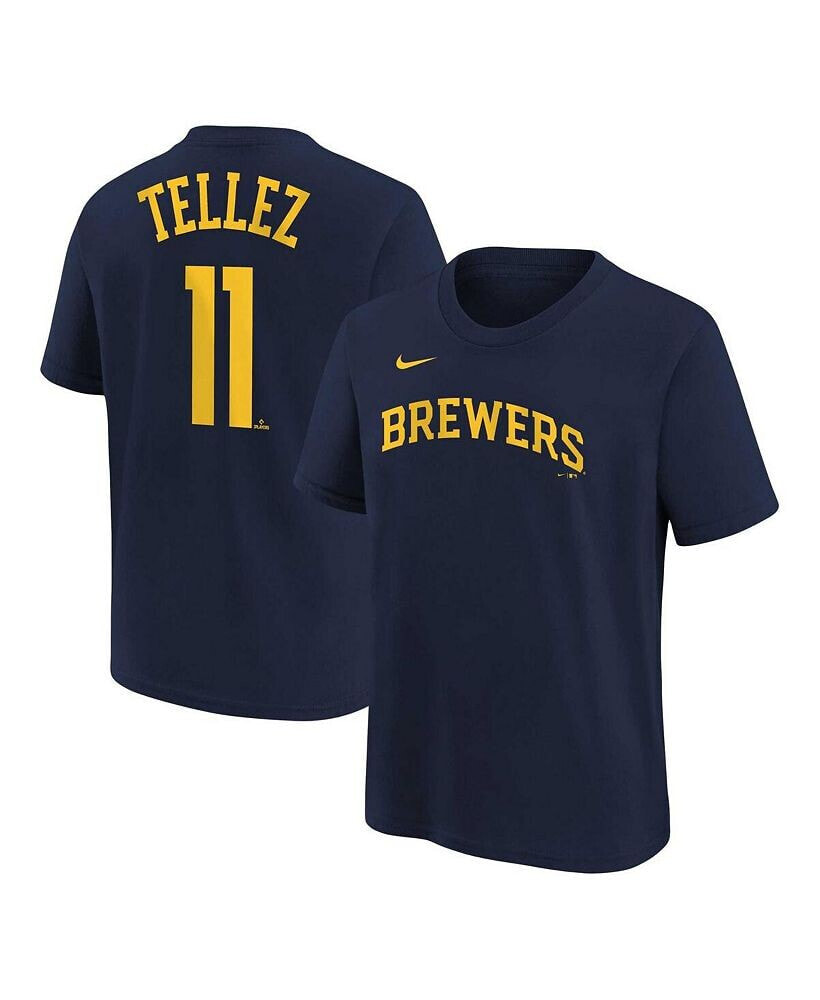 Nike big Boys Rowdy Tellez Navy Milwaukee Brewers Player Name and Number T-shirt