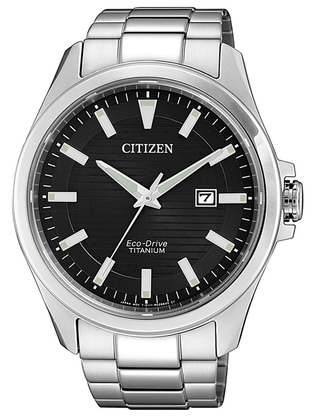 Мужские наручные часы с серебряным браслетом Citizen BM7470-84E Eco-Drive Titanium Mens 43mm 10ATM